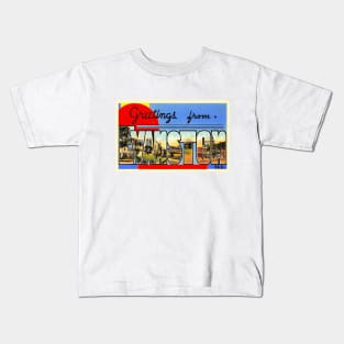 Greetings from Evanston, Illinois - Vintage Large Letter Postcard Kids T-Shirt